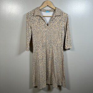 J. Mclaughlin Leopard Shirt Dress Size Medium Animal Print Catalina Cloth Work